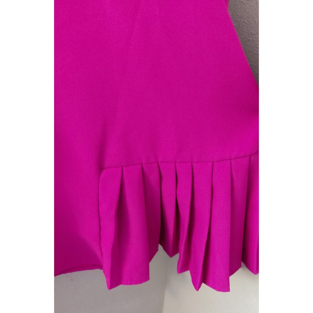 Eloquii Pleated Short Sleeve Blouse Keyhole Neck Plus Size 20 Fushcia Career - Picture 3 of 10
